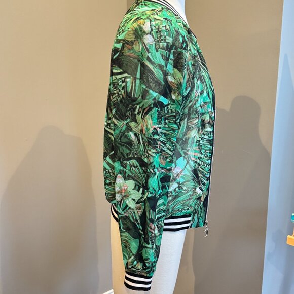 Juicy Couture Sheer Tropical Palm Tree Leaf Bomber Jacket - Picture 6 of 11